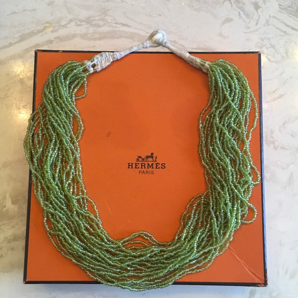 Multi Strand Green Beads Necklace-SOLD - Picture 1 of 7